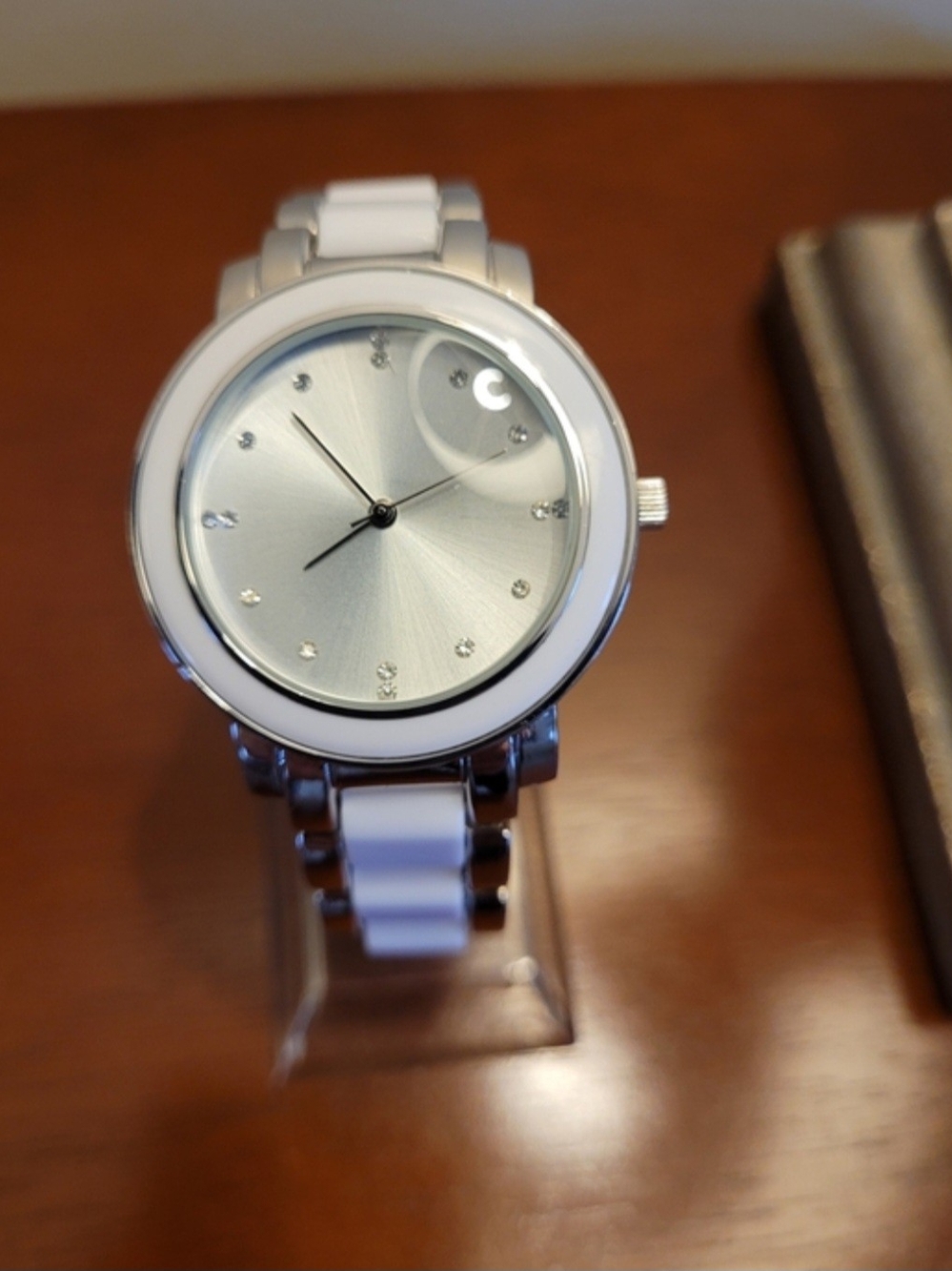 New White and Silver Women's Ceramic Link Watch